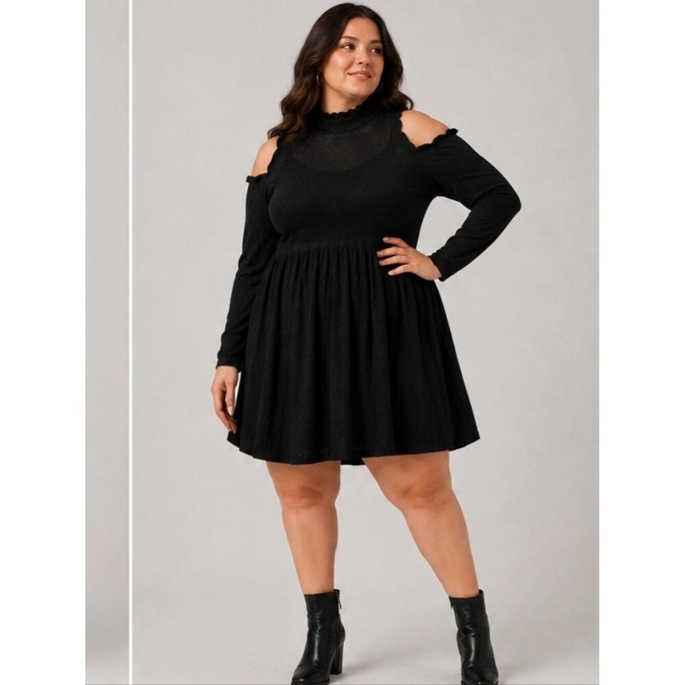 Torrid Black Cold Shoulder Mock Neckline Sweater Dress Plus Size 3X